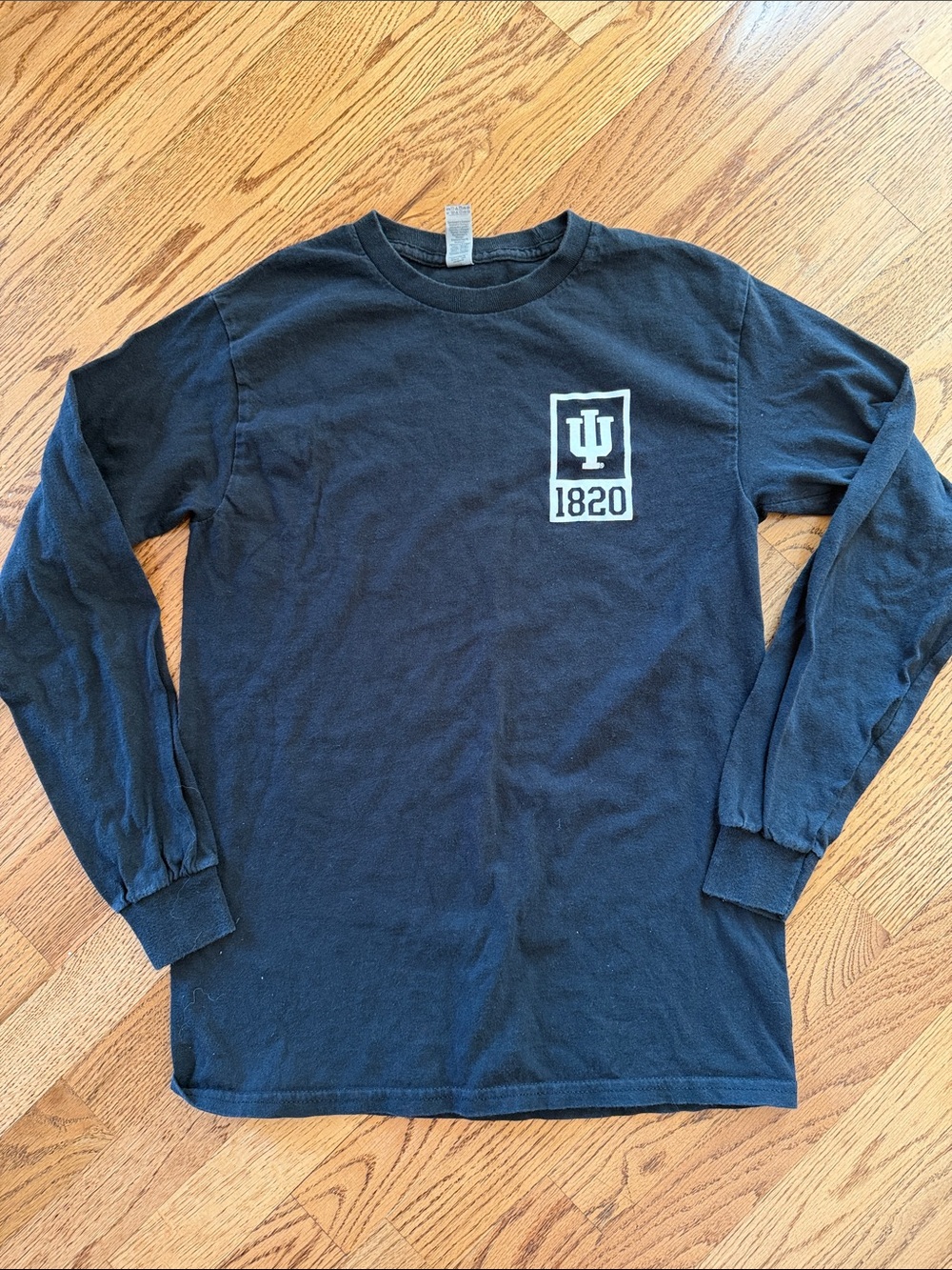 Indiana University 1820 Black Long-Sleeve Crewneck Tee